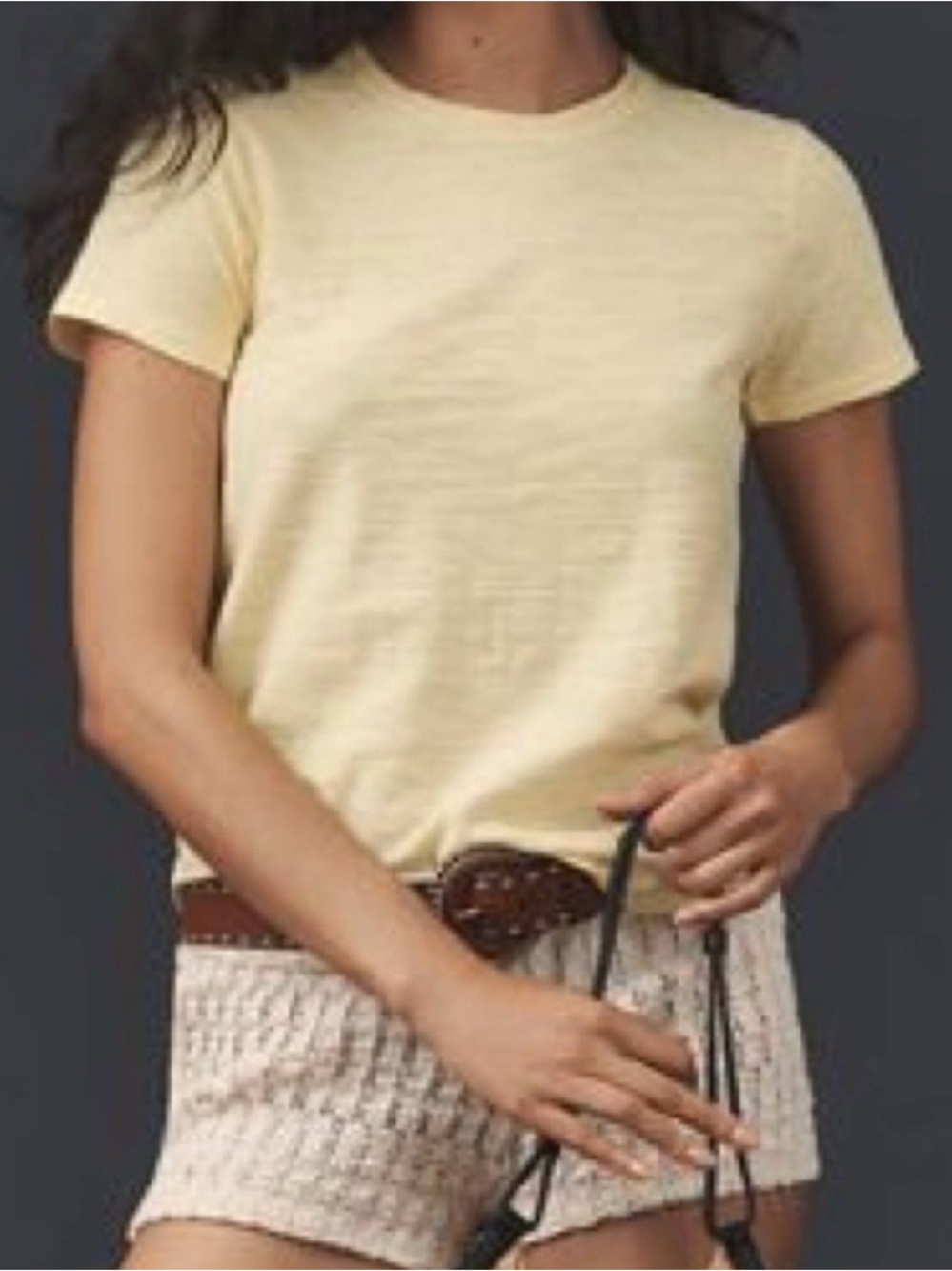 Pilcro Anthropologie Pale Yellow Crewneck Tee